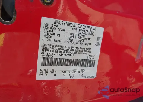 1999 Ford Ranger Xl/Xlt z USA, uszkodzony, nr VIN 1FTYR14V2XTA03141